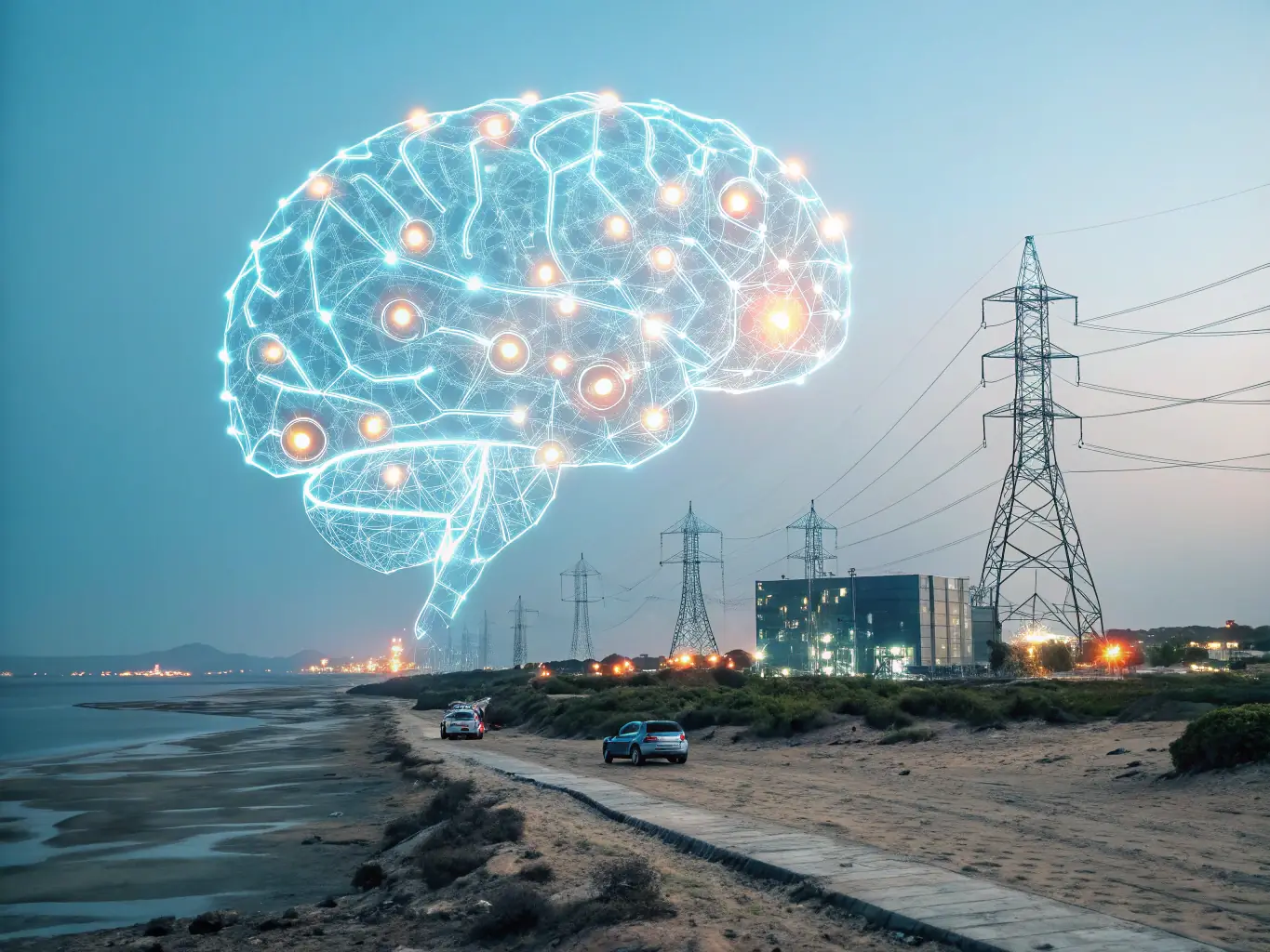 An illustration of a brain with interconnected nodes, representing continuous strategic threat intelligence powered by AI, highlighting JABBARY's ability to learn and adapt to new threats.
